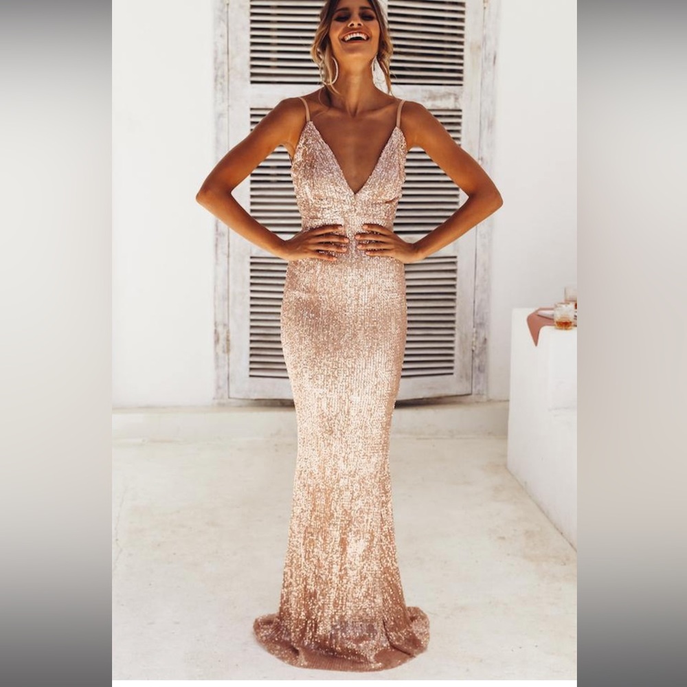Gold sequin maxi dress